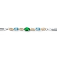 thumbnail image 2 of Gem Stone King 925 Silver and 10K Yellow Gold Green Nano Emerald and Blue Zircon and White Lab Grown Diamond Bracelet for Women (1.96 Cttw, Gemstone May Birthstone, Oval, Wheat Chain, 7 inches), 2 of 5