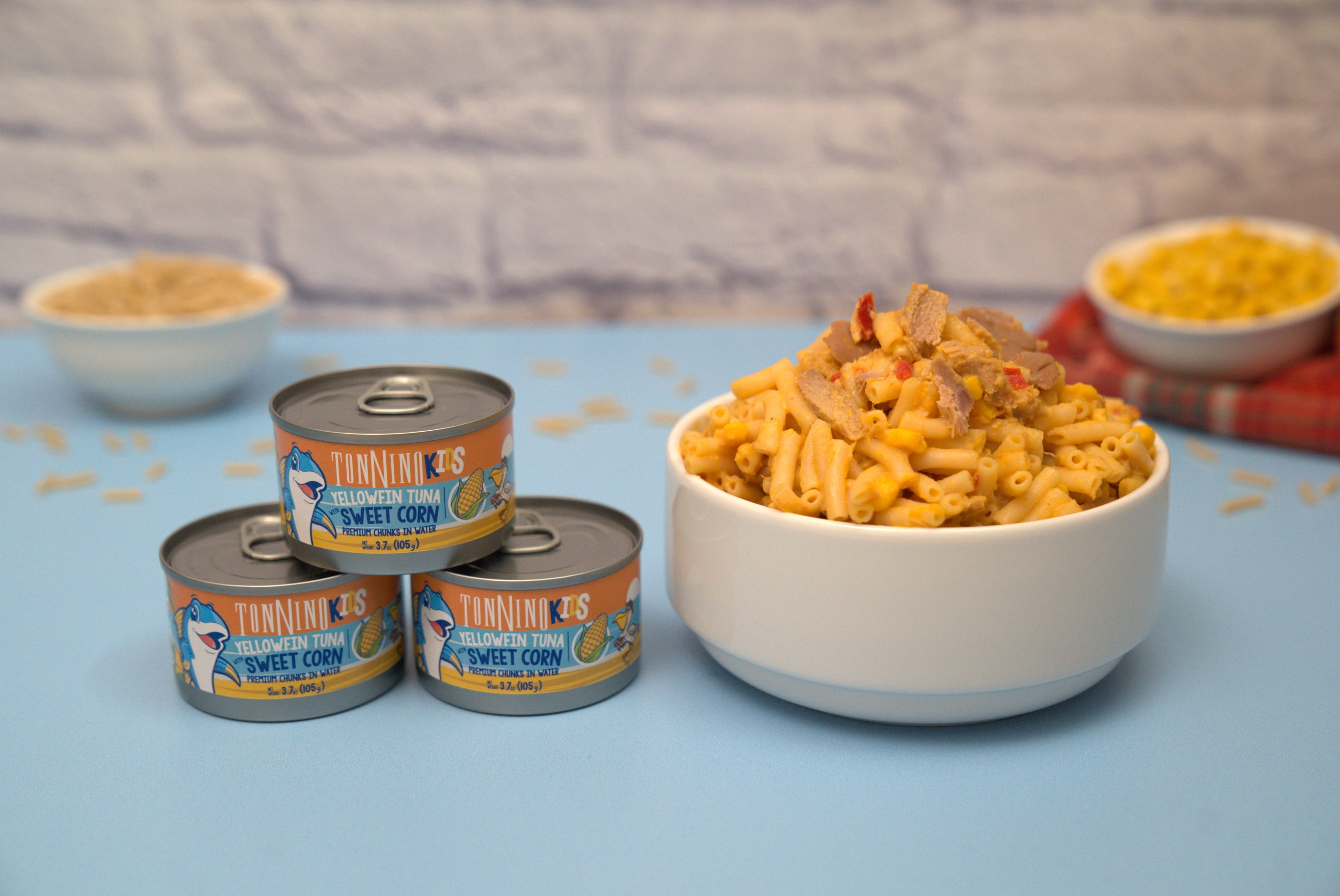 (3 pack) Tonnino Premium Yellowfin Tuna chunks with sweet corn in water, 3.7 oz, Can, Wild Caught
