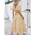 thumbnail image 5 of Yesfashion Shirt Dresses for Women 2025 V Neck Ruffle Short Sleeve Loose Casual Flowy Summer Shift Dress, 5 of 6