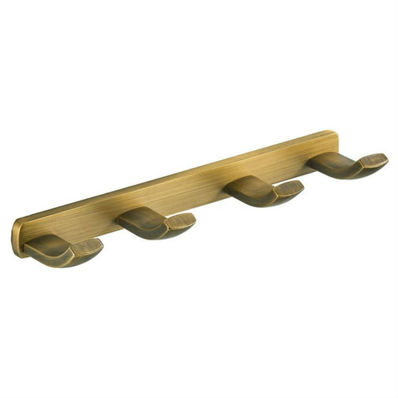 Coat Hook Rack, Brass Hook Rail Wall Hooks 4 Hooks, 11 Inches Coat Hook Rail, Surface Antique Treatment