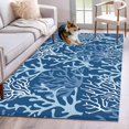 thumbnail image 2 of Navy Blue Coral Coastal Area Rug 3x5 FT, Non Slip Entryway Bedside Carpet, Ocean Nautical Seaside Beach Washable Soft Floor Carpet Indoor Mat Non-Shedding Throw Rug for Dorm Kitchen Home Office, 2 of 9