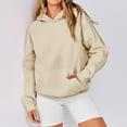 thumbnail image 3 of ZSQDM Khaki Womens Trendy Long Sleeve Shirts Casual Loose Soft Sweatshirt Fall Tops sweaters for women Hoodie Sweatshirt for women polyester hoodie Women's Casual Hoodies（XL）, 3 of 4