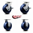 thumbnail image 2 of 5 Inch Solid Polyurethane Caster Set with Ball Bearings 2 Brakes 2 Rigid, 2 of 2
