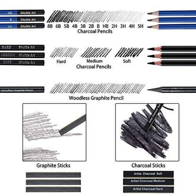 NIL - Tech Art Supplies Graphite Drawing Pencils and Sketch Set (37 Piece Kit
