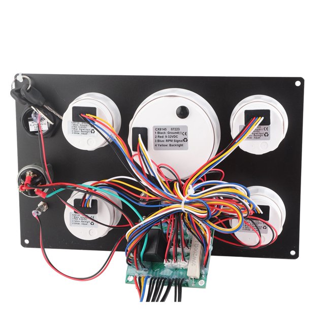 Boat Gauge Set Instrument Panel, Boat Dash Instrument Panel 5 Gauge Set 0.0 To 99999.9H Low Consumption Oil Level Display for 12V Yacht