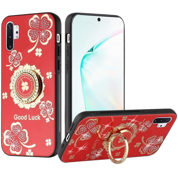 For Samsung Galaxy s20 Ultra (6.9") Bling Sparkly Glitter Ornaments Engraving Hybrid Ring Stand Holder Fashion Cover ,Xpm Phone Case [ Red Good Luck Floral ]