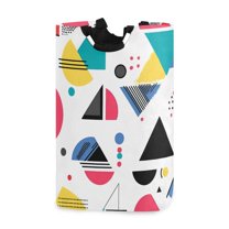 Yayeee Freestanding Laundry Hamper with Handle Collapsible Large Storage Basket for Clothes, Black Retro Pattern