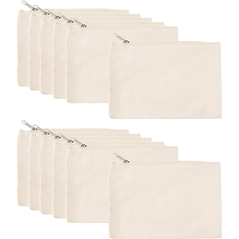 12 Pack Blank Canvas Pencil Case Pouch, Blank Makeup Bags for