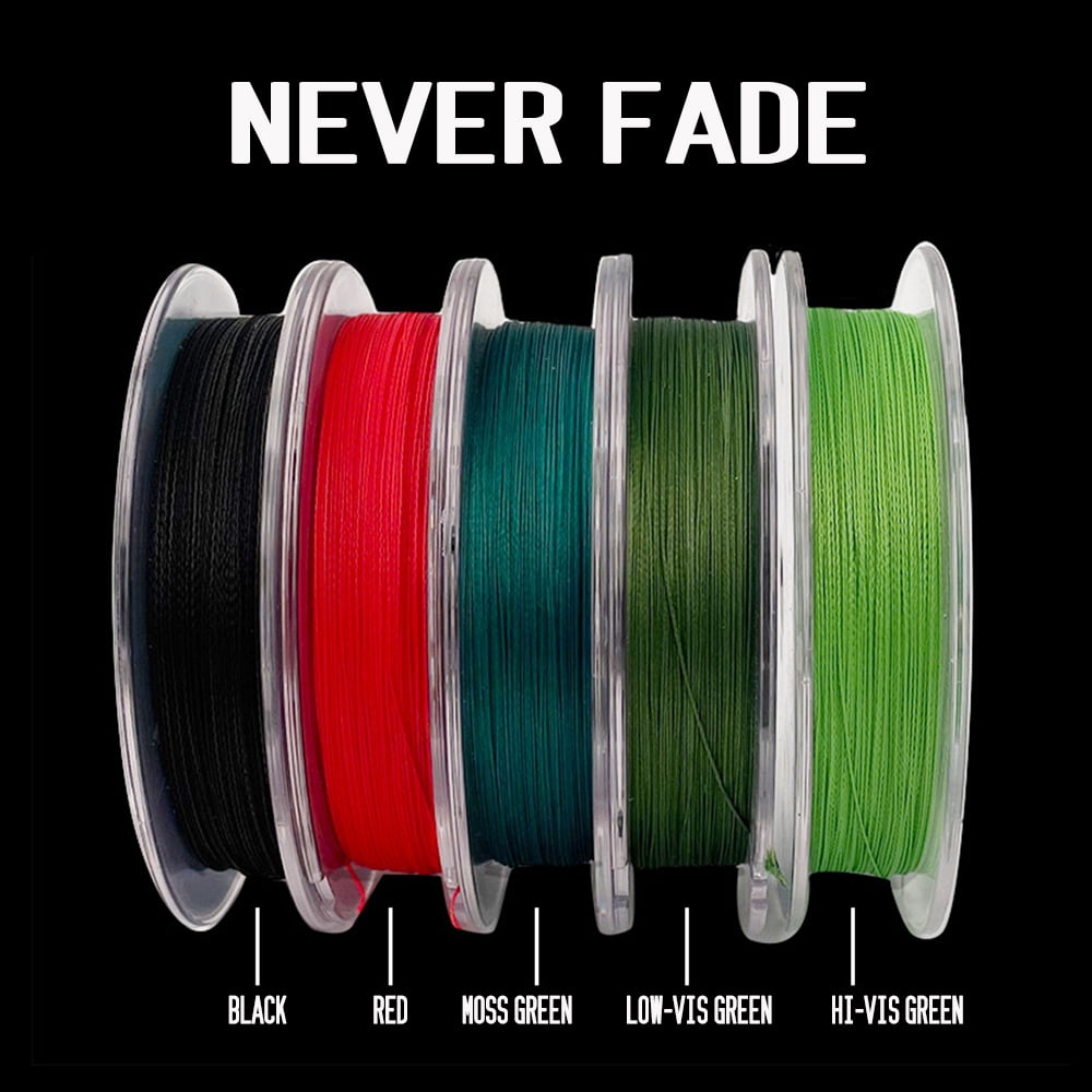 DORISEA 8 Strands 100% PE Braided Extreme Multifilament Fishing Wire Line,NEVER FADE Low-vis Green