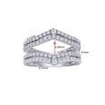 thumbnail image 3 of Round Shape White Cubic Zirconia Chevron Two Row Enhancer Guard 14K White Gold Ring Size - 9.5, 3 of 3