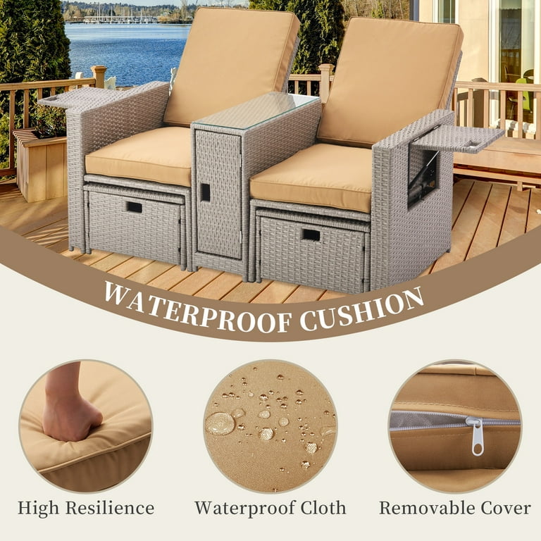 Reclining Patio Chair Adjustable Lounge Chair With Ottoman Woodard