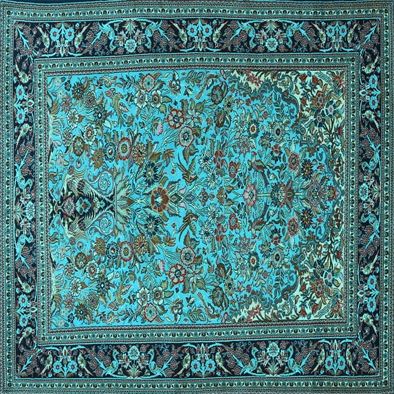 Ahgly Company Indoor Square Persian Light Blue Traditional Area Rugs, 3' Square