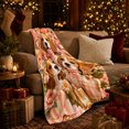 thumbnail image 3 of Three Cheerful Beagle Dogs Peach Bows Among Floral, Festive Pet Portrait Pattern, Warm Flannel Blanket for Living Room and Bedroom, Dog Lovers Christmas Gift, Pet Lover Home Decor, 3 of 9