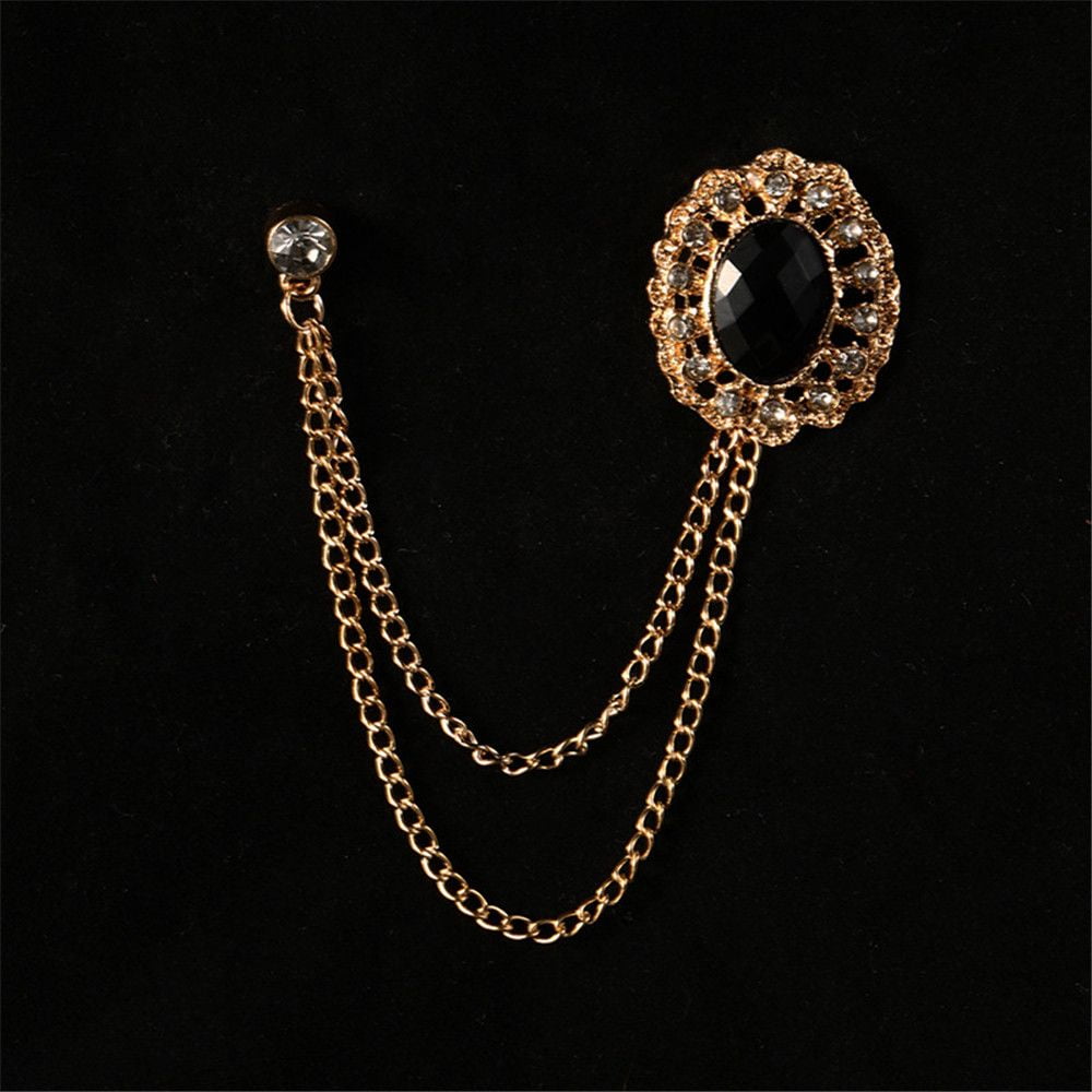 Fashion Shirt Suit Antique Gem Crystal Collar Clip Chain Accessories Brooch  Lapel Pin Collar Pins 4