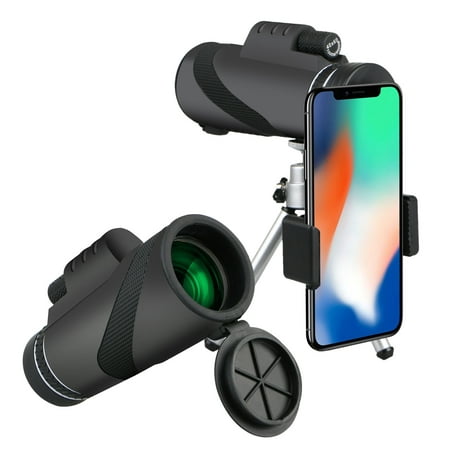 40x60 Waterproof Clip-On Monocular, High Power Monocular Telescope Cellphone Camera Lens with Tripod Mount for Hunting, Camping, Bird Watching,
