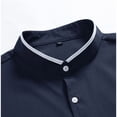 thumbnail image 5 of Mens Casual Shirts Qiggri Men Casual Fashion Solid Colour Round Neck Button Long Sleeve Shirt Blouse, 5 of 7