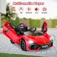 thumbnail image 2 of Funcid Kids Electric Ride On 12V 7AH Licensed Lamborghini Aventador Battery Powered Sports Car Toy with 3 Speeds Parent Remote Control, Sound System, LED Headlights & Hydraulic Doors - Green, 2 of 8