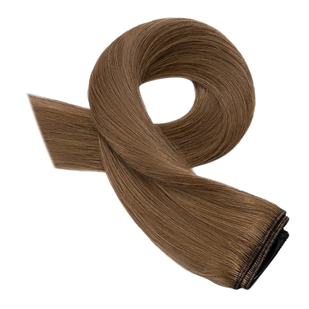 One-Piece Full Head Clip In Human Hair Extensions Light Brown Straight 1 Piece 5 Clips 100G/Pc