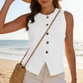 thumbnail image 5 of Sheghy Vest Tops for Women Ladies' Solid Color Contrasting Temperament Sleeveless Button Up Cardigan White S 2026, 5 of 8