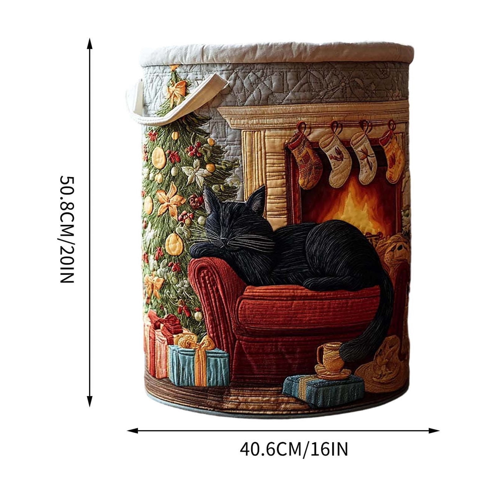 Quilted Laundry Basket with Handles, 16 x 22 in Embroidered Laundry Basket Storage Bucket, Boho Floral Fabric Storage Hamper, Large Soft Quilted Laundry Basket for Bedroom, Laundry Room,Clothes