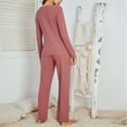 thumbnail image 5 of ShomPort Pajama Set for Women Long Sleevetops and Loose Comfy Pajama Pants Soft Pjs Lounge Sets Sleepwear, 5 of 7