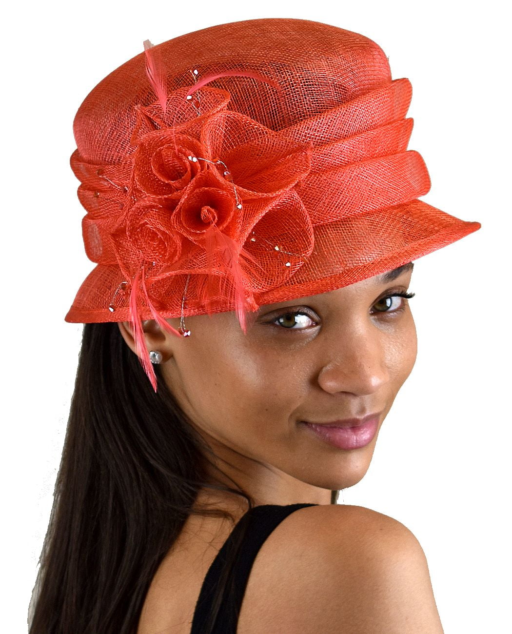 C C Womens Sinamay Kentucky Derby Wedding Church Dress Hat 2931 Coral