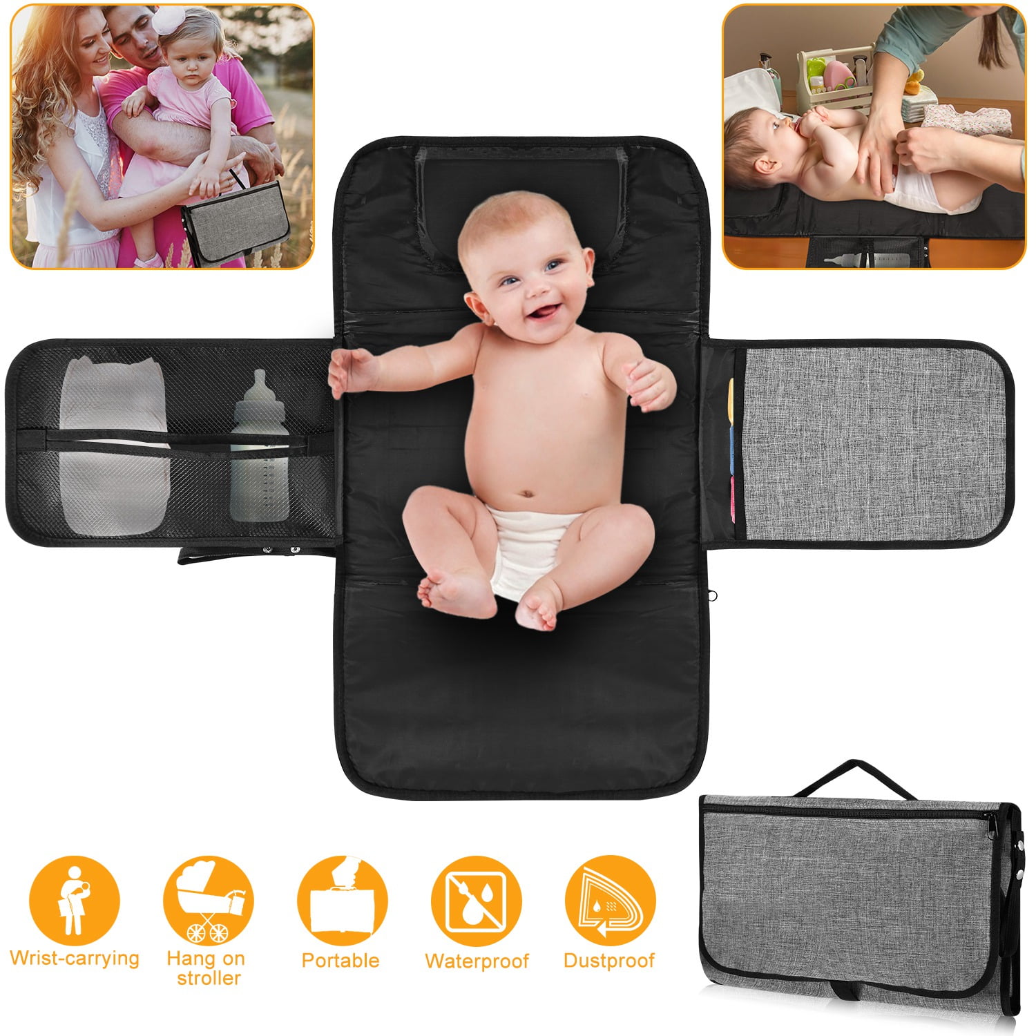 Kimyt Baby Changing Diaper Pad Newborn Nappy Diaper Play Changing Mat Portable Foldable Washable for Travel Kimyt Baby Changing Diaper Pad Newborn Nappy Diaper Play Changing Mat Portable Foldable Washable for Travel