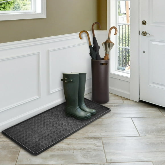 Mainstays Black Rectangular Metro Rattan Boot Tray