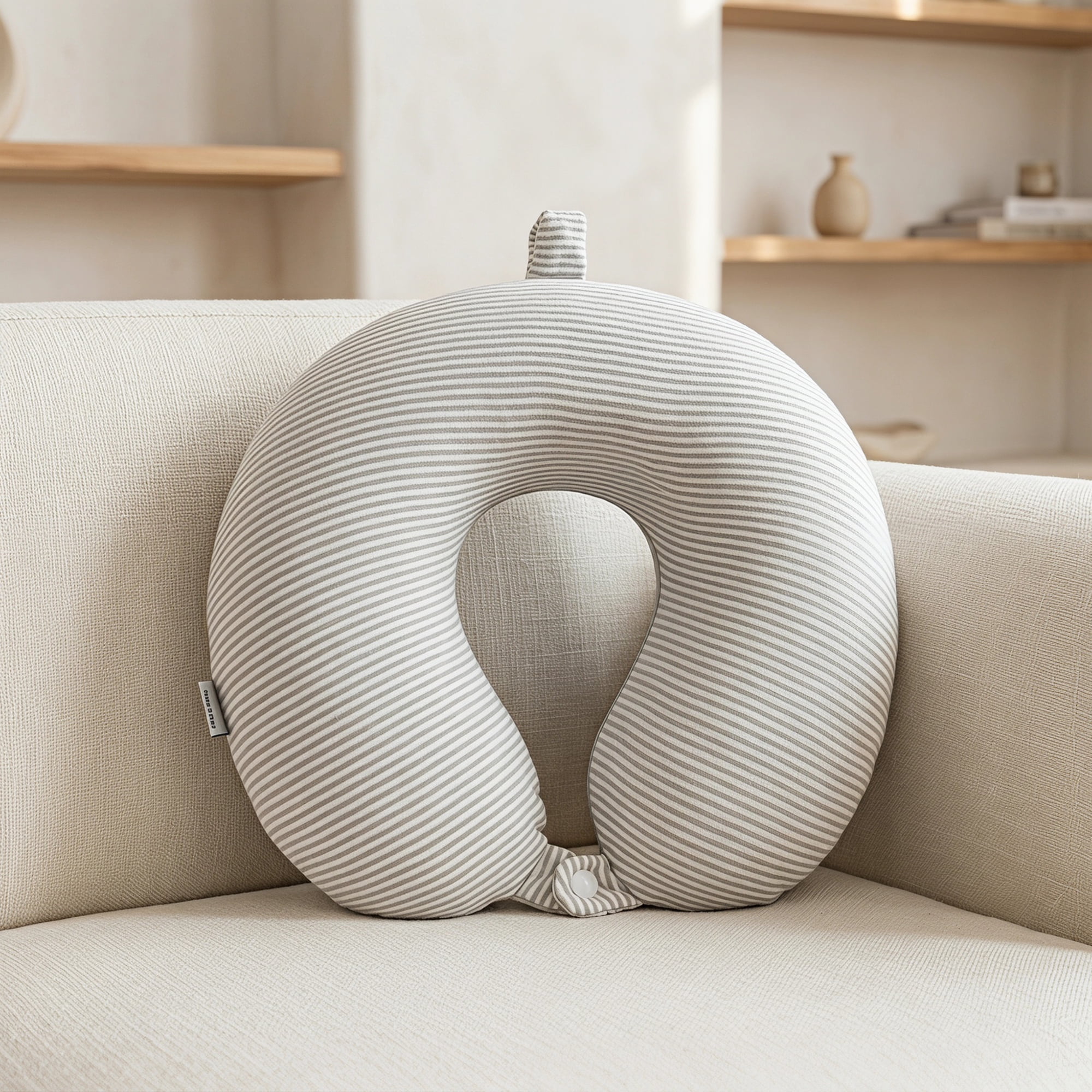 Unique Bargains Memory Foam Neck Pillow U Shape Snap Closure for Office Gray 11"x12"x4"