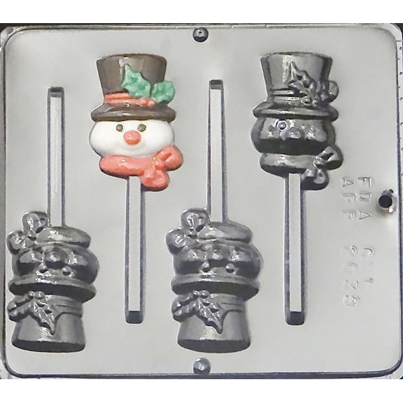 2039 Snowman with Top Hat Lollipop Chocolate Candy Mold