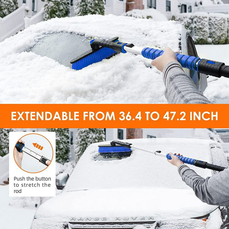 AstroAI Snow Brush and Extendable 47.2 Ice Scraper, Snow Broom with 360°  Pivoting Head and Foam Grip for Car, Blue