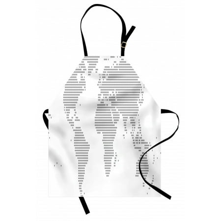

Map Apron World Map with Graphic Dots Pixelated Seem Spotted Continents Design Simple Modern Unisex Kitchen Bib Apron with Adjustable Neck for Cooking Baking Gardening Grey White by Ambesonne