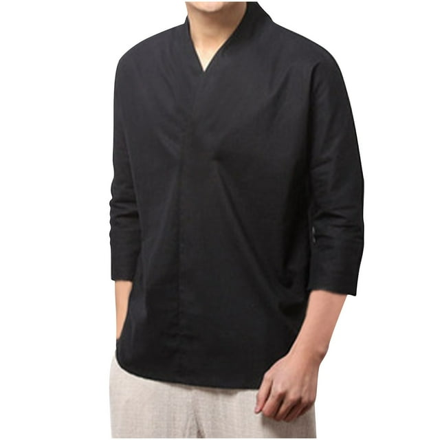 Weiqiqre Chemises pour Hommes en Lin et Coton Manches Courtes Tendance Décontractée Plage