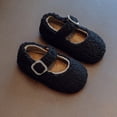 thumbnail image 5 of Otqutp Solid Color Shoes for Toddler Fashion Winter Children Boots Girls Flat Cotton Shoes Plush Warm Water Buckle Strap Comfortable Shoes(Black,3.5-4 Years), 5 of 5