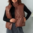 thumbnail image 5 of KelaJuan Women's Sleeveless Vest Coat, Solid Color Zip-Up Button Side Pockets Mock-Neck Tops, Casual Simple Style Outerwear, 5 of 6
