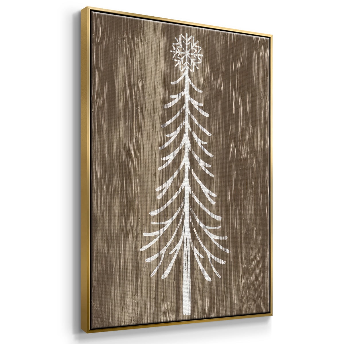 Barnwood Wonderland VII - Framed Gallery Wrapped Holiday Canvas - 27 x 41 - Gold Frame