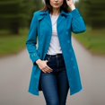 thumbnail image 4 of Women's Long Coat Winter Double Breasted Collared Jackets Heavyweight Long Sleeve Solid Color Trendy Outfits Light Blue XL, 4 of 4
