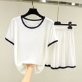 thumbnail image 5 of FchengtaiS 2 Piece Pajamas Sets for Women Short Sleeve Sleepwear Summer Short Sleeve Tops and Shorts Pjs Lounge Set, 5 of 6