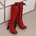 thumbnail image 6 of Red High Heel Long Boots With Knee Boots Style For Women Winter Fashion Pu Leather Comfortable And Lightweight, 6 of 9