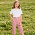 thumbnail image 2 of UJNDER Girls Casual Solid Straight Leg with Front Button Daily Wear Trousers Girls Cargo Pants,Pink,7-8 Years, 2 of 5