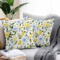 thumbnail image 3 of Outdoor Pillow Cover Yellow Lemon Blue Flowers Set of 2 Waterproof Throw Pillowcases Watercolor Leaf Plant Decorative Patio Furniture Pillows for Couch Garden Indoor & Outdoor Use, 3 of 9