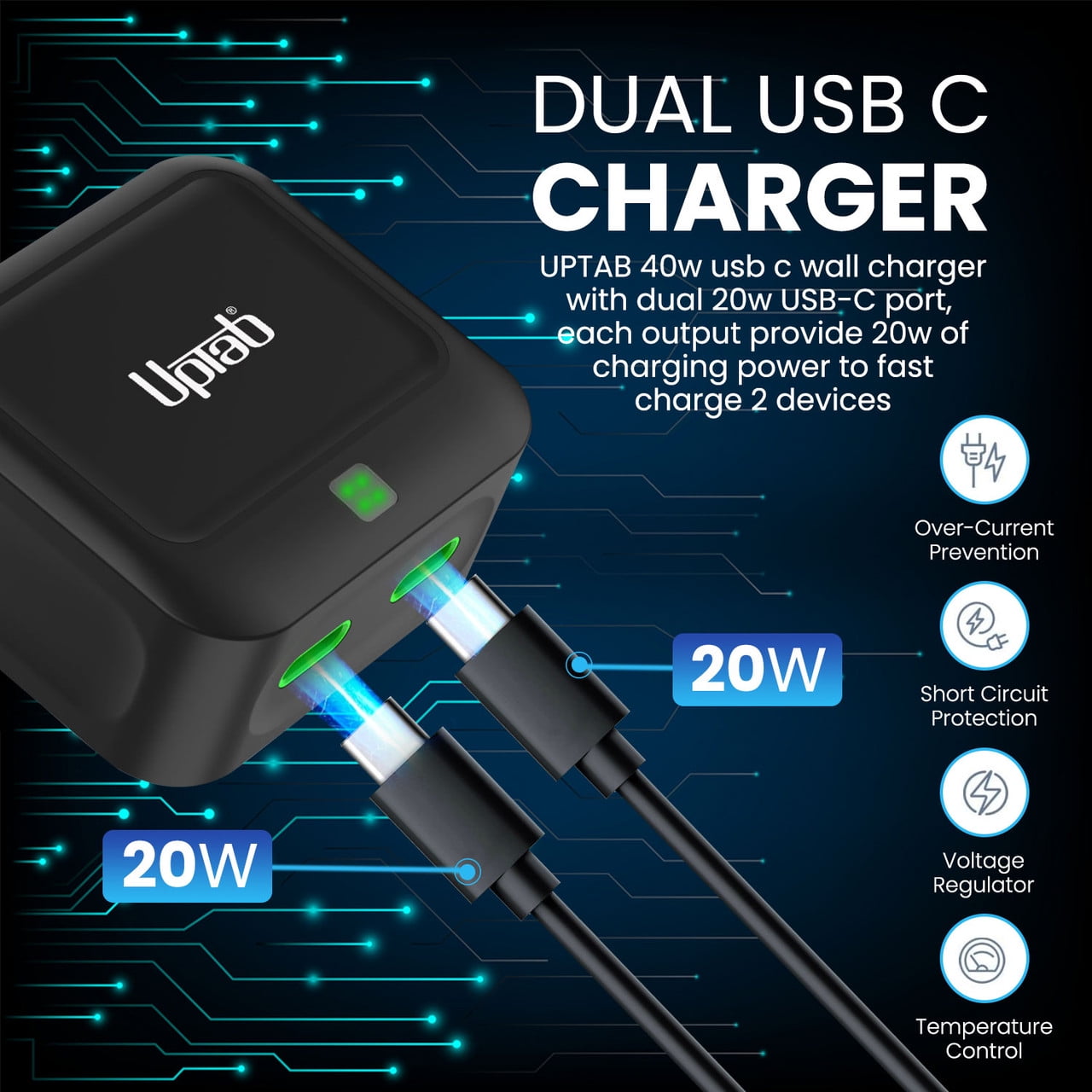 Fast Charger 40W Dual USB-C Ports
