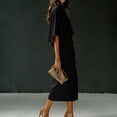 thumbnail image 4 of RFQWOVSR Women's Solid Color Elegant Round Neck Short Sleeve Top Midi Skirt 2 Piece Set Casual Office Summer Dress Outfit M, 4 of 5