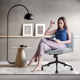 thumbnail image 5 of IWMH Armless Task Office Chair with Wheels, Cross Legged Wide Seat Desk Chair, Gray Fabric Upholstered Swivel Vanity Chair, For All Ages, 5 of 9