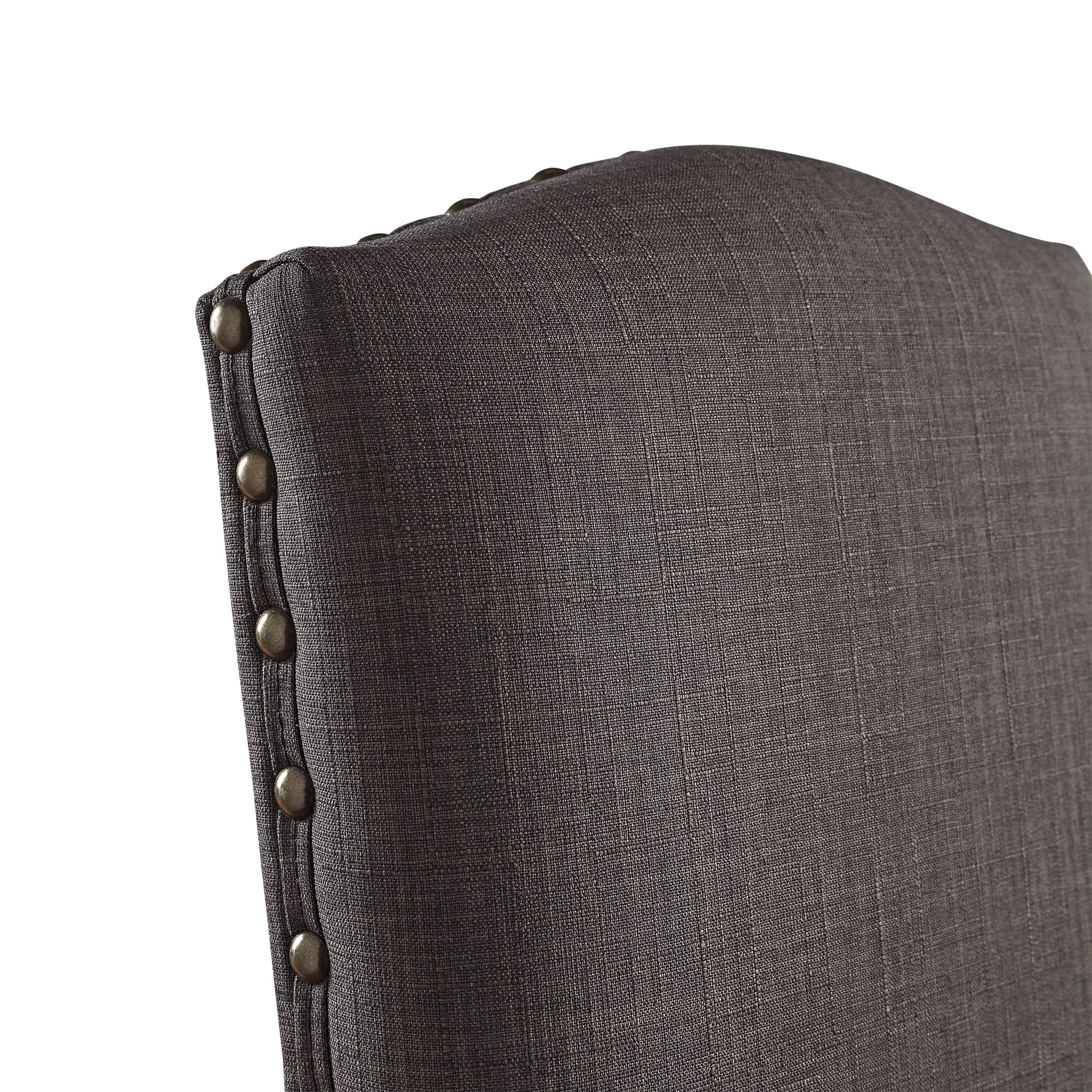 Weston Home Nailhead Upholstered and Wood Dining Chair, Set of 2, Dark Gray Linen