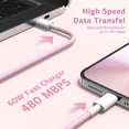 thumbnail image 4 of Hionly 6' Type C to Type Cable Colorful Nylon Braid Charging Cord, Pink & Green, 2 Pack, 4 of 6