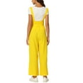 thumbnail image 3 of INSPIRE CHIC Women's Button Front High Waist Belted Straight Fit Overall Jumpsuit M Light Yellow, 3 of 6