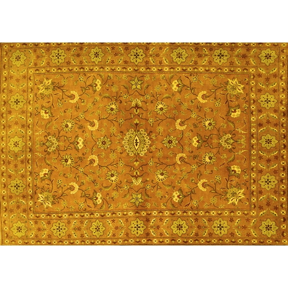 Ahgly Company Indoor Rectangle Persian Yellow Traditional Area Rugs, 5' x 7'