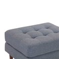 thumbnail image 3 of TOV Furniture Ottoman Rembourré en Tweed Bleu Marine de Style Mi-Siècle, 3 of 4