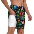 thumbnail image 3 of Picia Roosters and Flowers pattern Mens Swim Trunks with Compression Liner Stretch Beach Shorts Quick Dry with Zipper Pockets No-Chafing Board Shorts-Large, 3 of 9